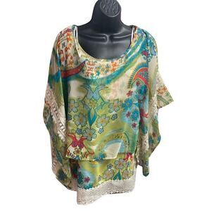 MULTIPLES‎ Missy Dream Catcher Top Tunic Multicolored Size XS